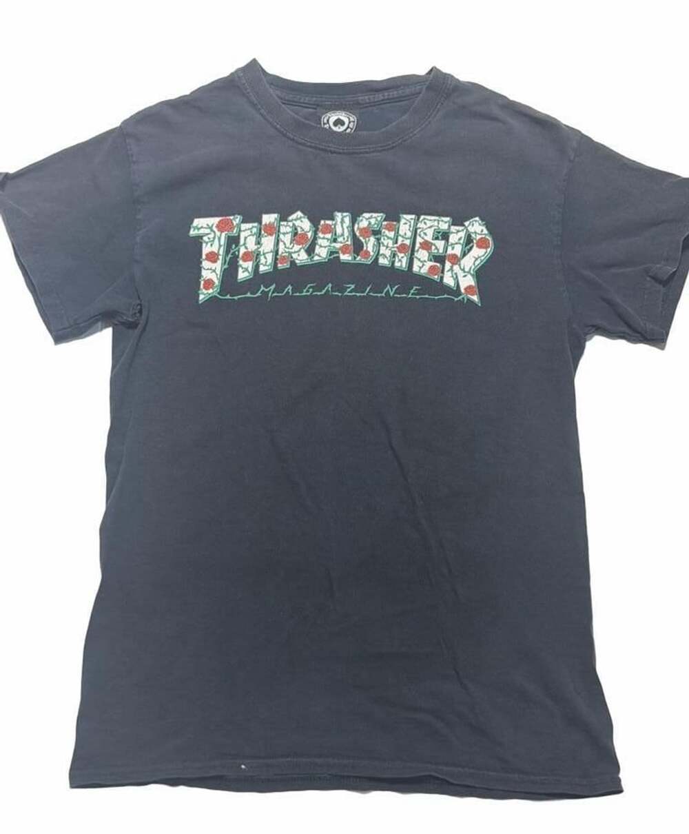 Thrasher Magazine Roses Vines Thorns T-Shirt Black Skater Tee